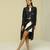 Black printed silk short dress