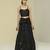 Black plain silk skirt set