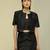 Black plain silk skirt set