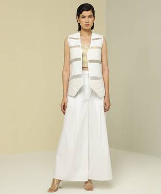 White plain cotton skirt set 1