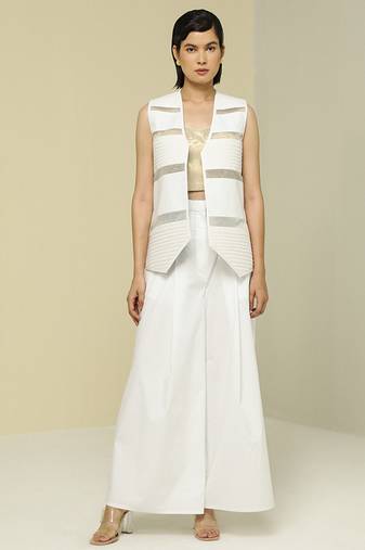 White plain cotton skirt set