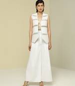 White plain cotton skirt set