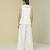 White plain cotton skirt set