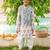 White cotton printed kurta dhoti and jacket for boys