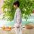 White cotton printed kurta dhoti and jacket for boys