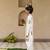 White cotton printed kurta dhoti and jacket for boys