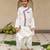 White cotton printed kurta dhoti and jacket for boys