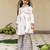 White cotton printed kurta sharara and dupatta for girls