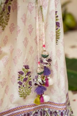 White cotton printed blouse and Lehenga for girls 4