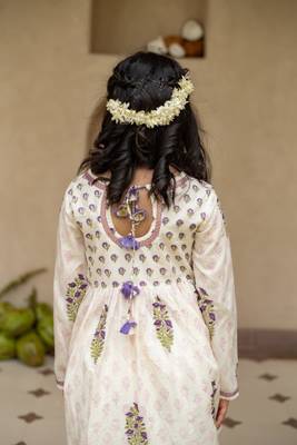 White cotton printed kurti and dhoti for girls 4