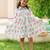 White cotton printed dress for girls