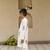 White cotton printed kurta pajama for boys