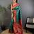 Rama green soft silk paisley zari weaving banarasi saree with contrast weaving border