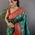 Rama green soft silk paisley zari weaving banarasi saree with contrast weaving border