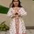 White cotton printed top and skirt for girls