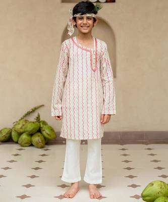 Multicolor cotton printed kurta pajama for boys 1