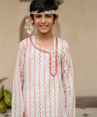 Multicolor cotton printed kurta pajama for boys 4