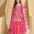 Pink georgette top & skirt wedding set - Free size full stitched upto 42