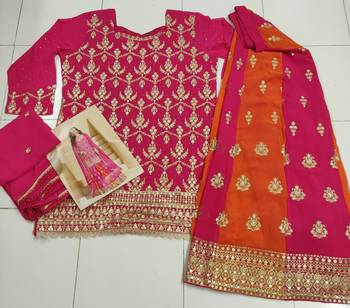 pink georgette top skirt wedding set-Full Stitched Free size 3