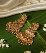 Gold plated temple dangler earrings