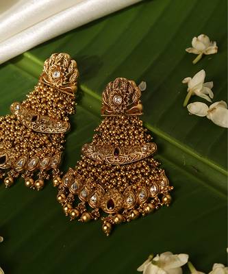 Gold plated temple dangler earrings 2