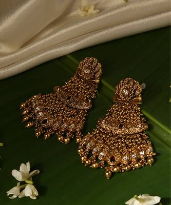 Gold plated temple dangler earrings 4