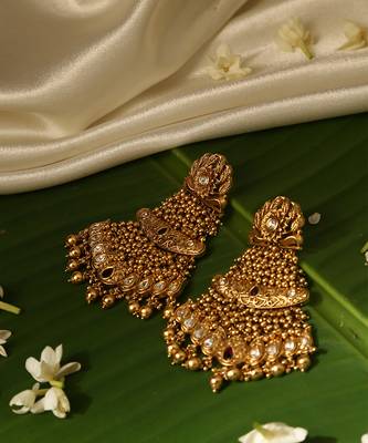 Gold plated temple dangler earrings 5