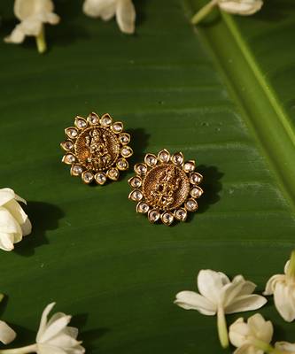 Gold plated temple stud earrings 1