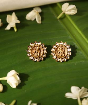 Gold plated temple stud earrings 2