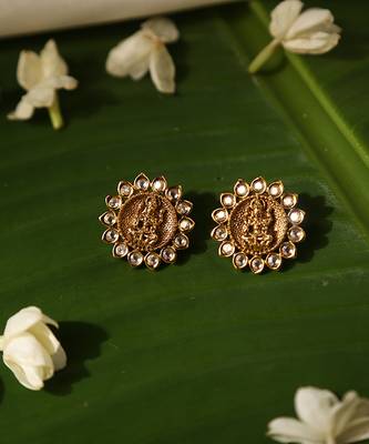 Gold plated temple stud earrings 3
