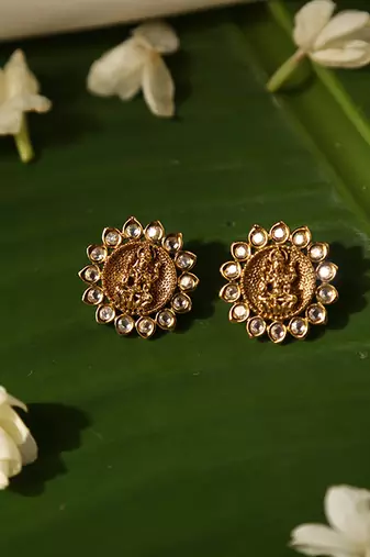 Gold plated temple stud earrings