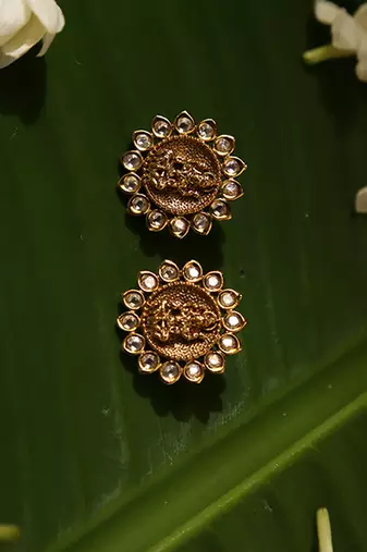 Gold plated temple stud earrings
