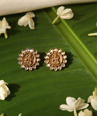 Gold plated temple stud earrings 5