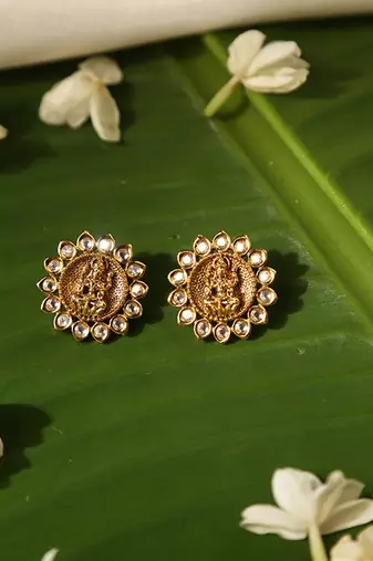 Gold plated temple stud earrings