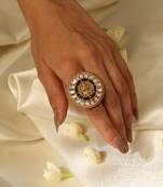 Gold plated green stone temple ring