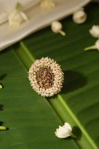 Gold plated pearl temple ring