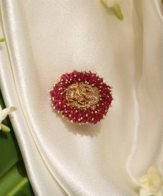 Gold plated red stone temple ring 3