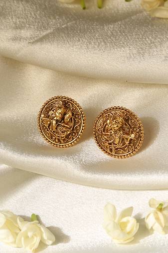 Gold plated temple stud earrings