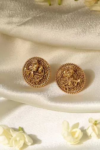 Gold plated temple stud earrings