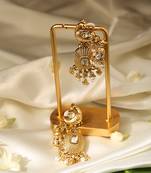 Gold plated temple pearl dangler earrings