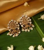Gold plated temple pearl earrings