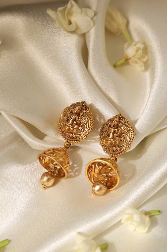 Gold plated temple jhumkas