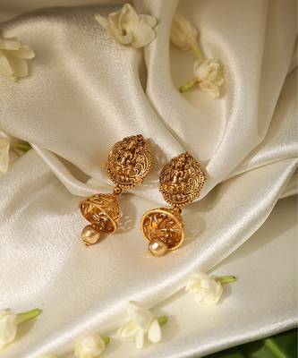 Gold plated temple jhumkas 2
