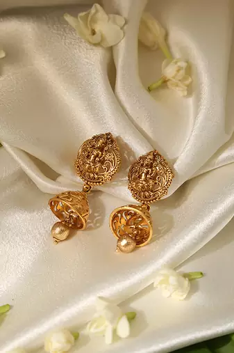 Gold plated temple jhumkas