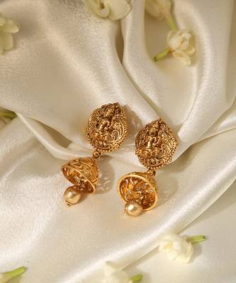 Gold plated temple jhumkas 3