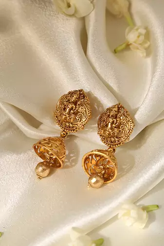 Gold plated temple jhumkas