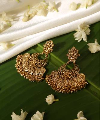Gold plated temple dangler earrings 2