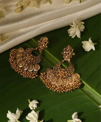 Gold plated temple dangler earrings 3