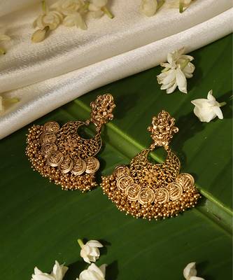 Gold plated temple dangler earrings 4