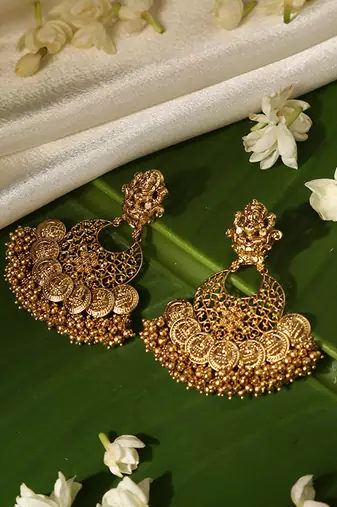 Gold plated temple dangler earrings